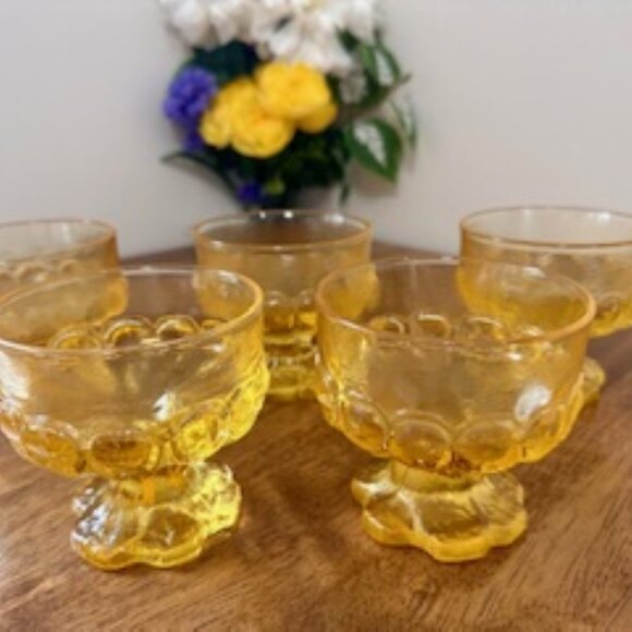 Vintage Tiffin‎ Franciscan Madeira Cornsilk Dessert Glasses Set of 5 Mid-Century - Picture 1 of 6